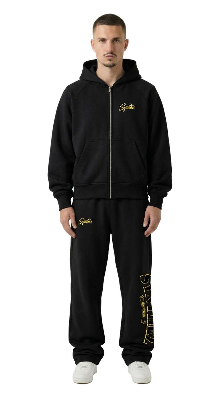 CHROME TRACKSUIT BLACK/YELLOW BUNDLE (JOGGER + ZIPPER)
