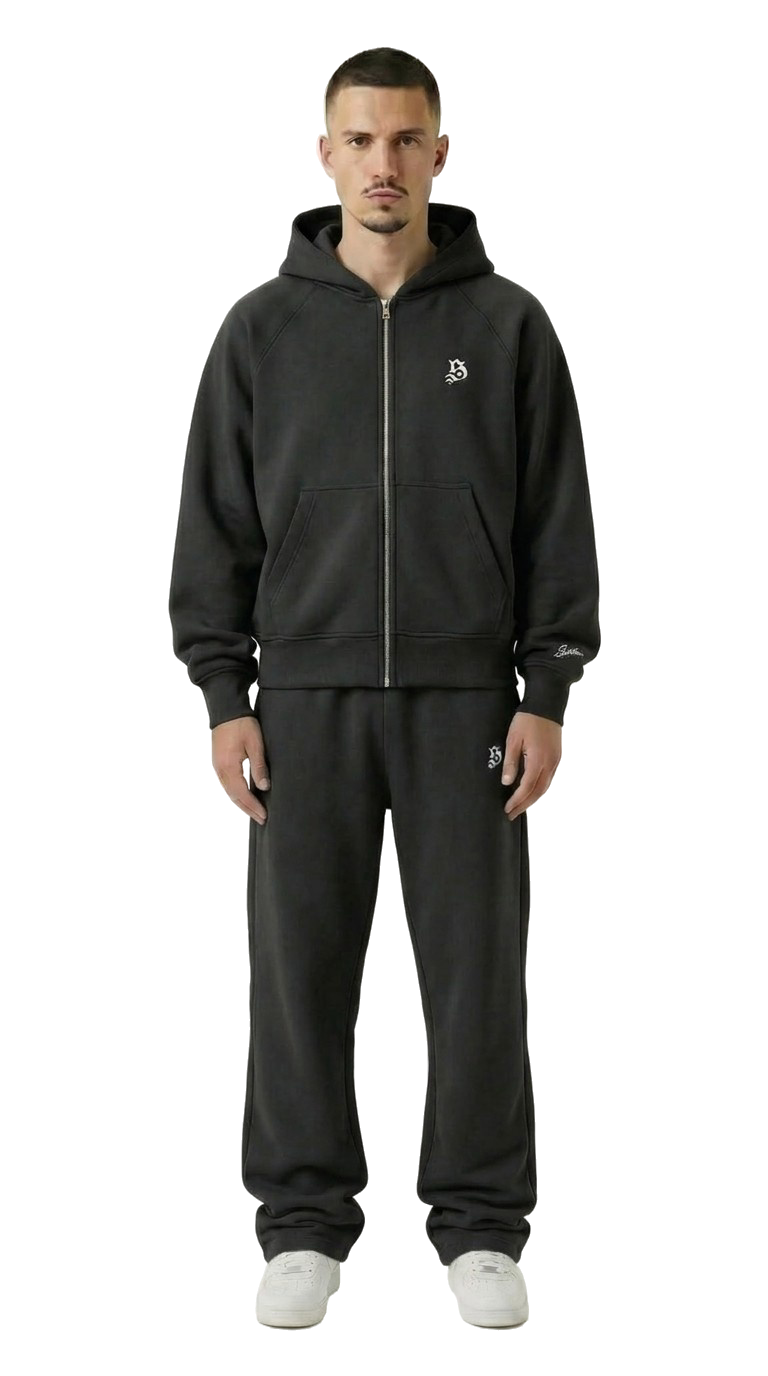 BASIC TRACKSUIT DARK GREY  (ZIPPER + JOGGER)
