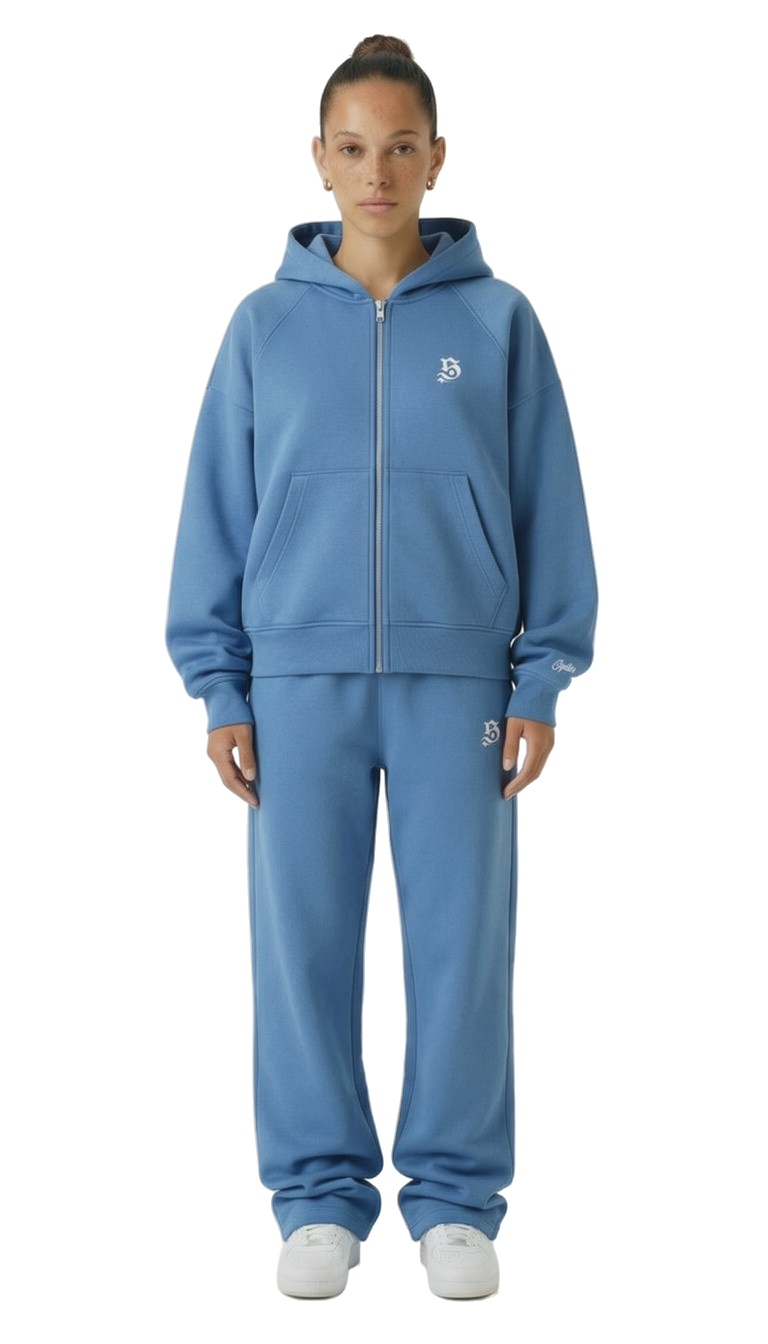 BASIC TRACKSUIT LIGHT BLUE (ZIPPER + JOGGER)
