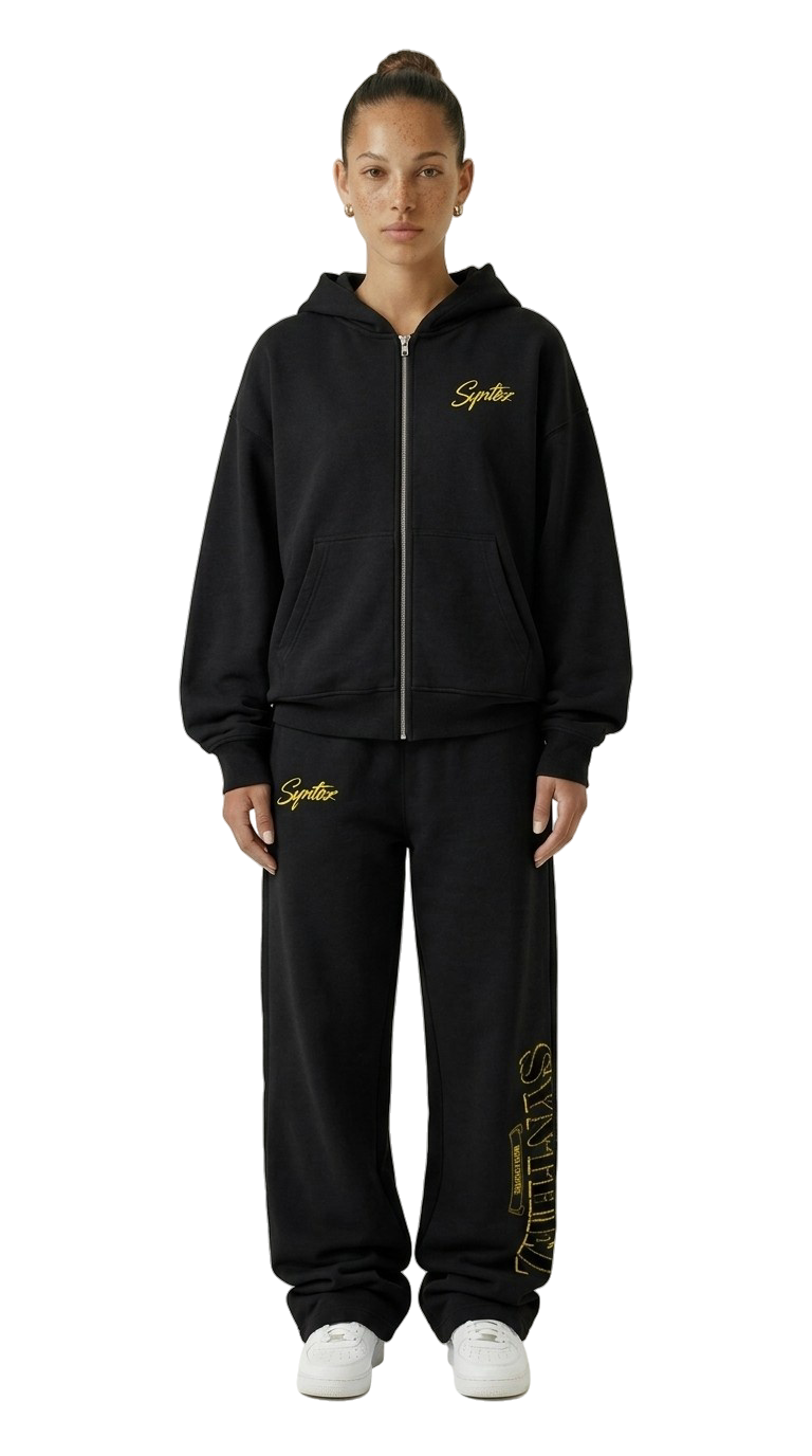 CHROME TRACKSUIT BLACK/YELLOW BUNDLE (JOGGER + ZIPPER)