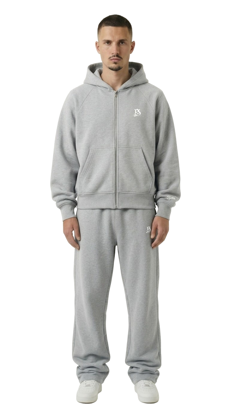 BASIC TRACKSUIT GREY  (ZIPPER + JOGGER)
