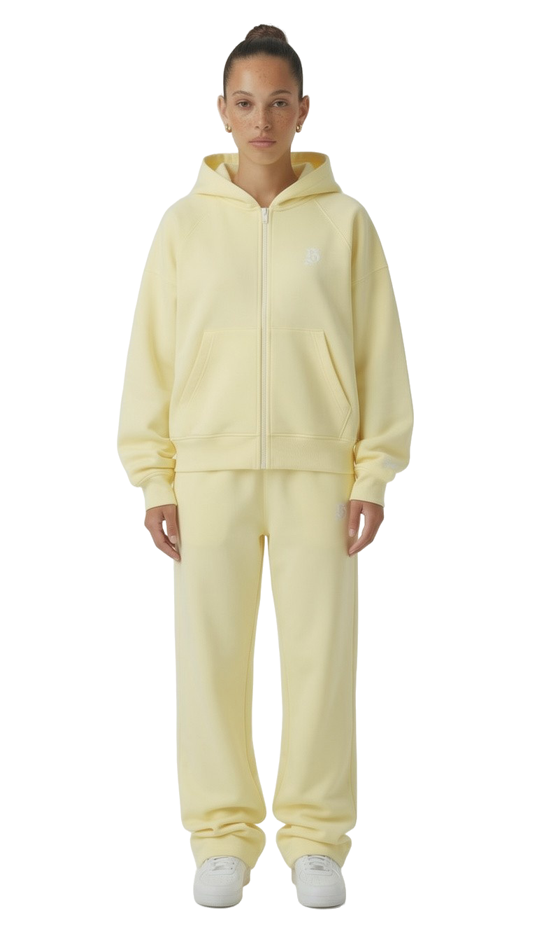 BASIC TRACKSUIT BEIGE/YELLOW (ZIPPER + JOGGER)