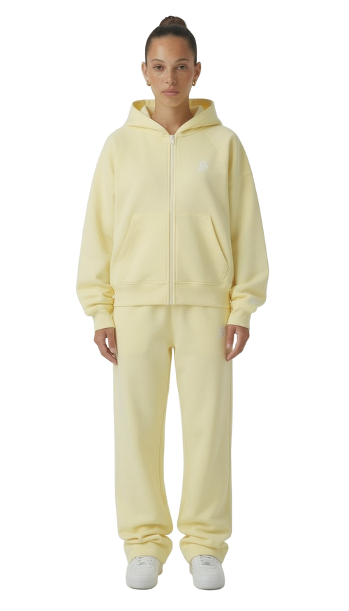 BASIC TRACKSUIT BEIGE/YELLOW (ZIPPER + JOGGER)