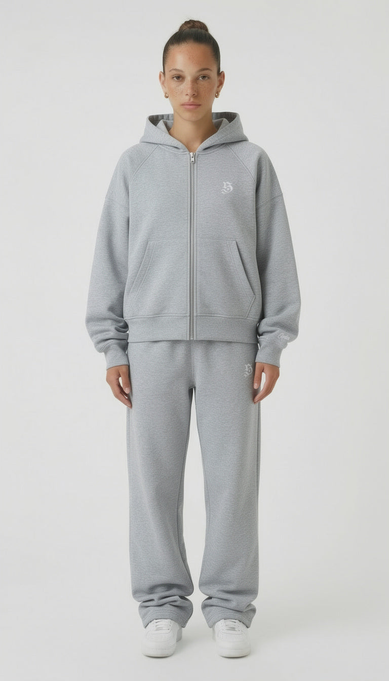 BASIC TRACKSUIT GREY  (ZIPPER + JOGGER)