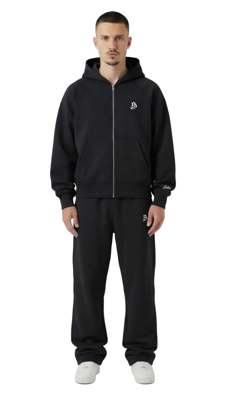 BASIC TRACKSUIT BLACK  (ZIPPER + JOGGER)