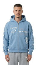 CLOSE FRIENDS RHINESTONES ZIPPER LIGHT BLUE
